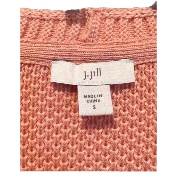 J.Jill Slub Knit One Button Peach Cardigan Small Sweater Office Casual Comfort - Picture 3 of 3
